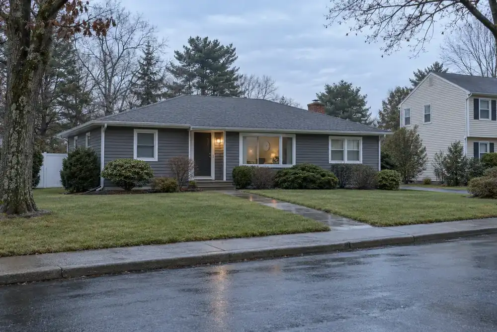 Illustration of a typical residential street in the Hauppauge, NY area