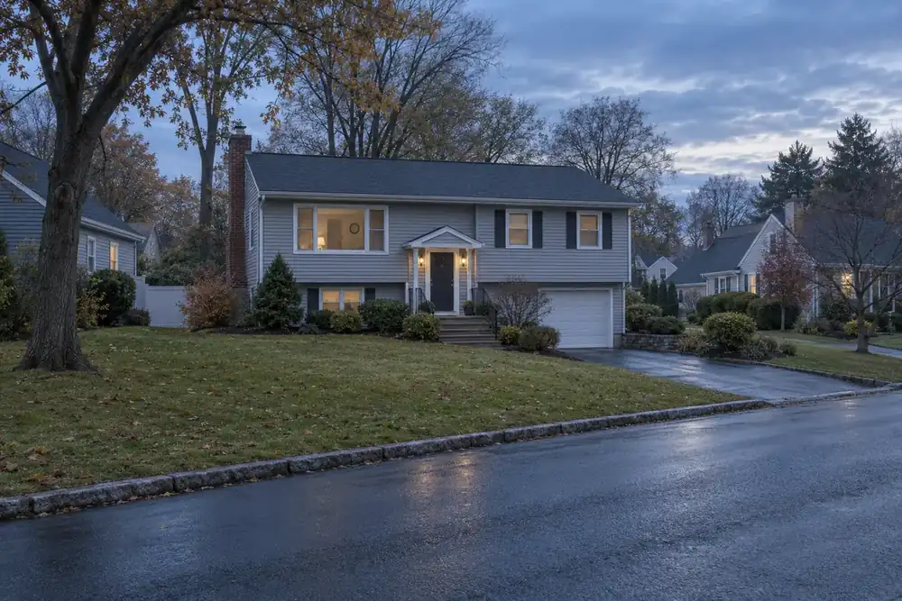 Illustration of a typical residential street in the Huntington Station, NY area