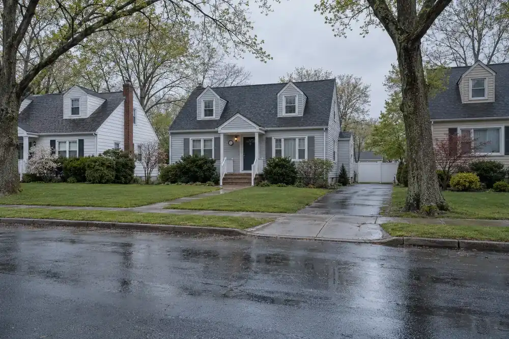 Illustration of a typical residential street in the Lindenhurst, NY area