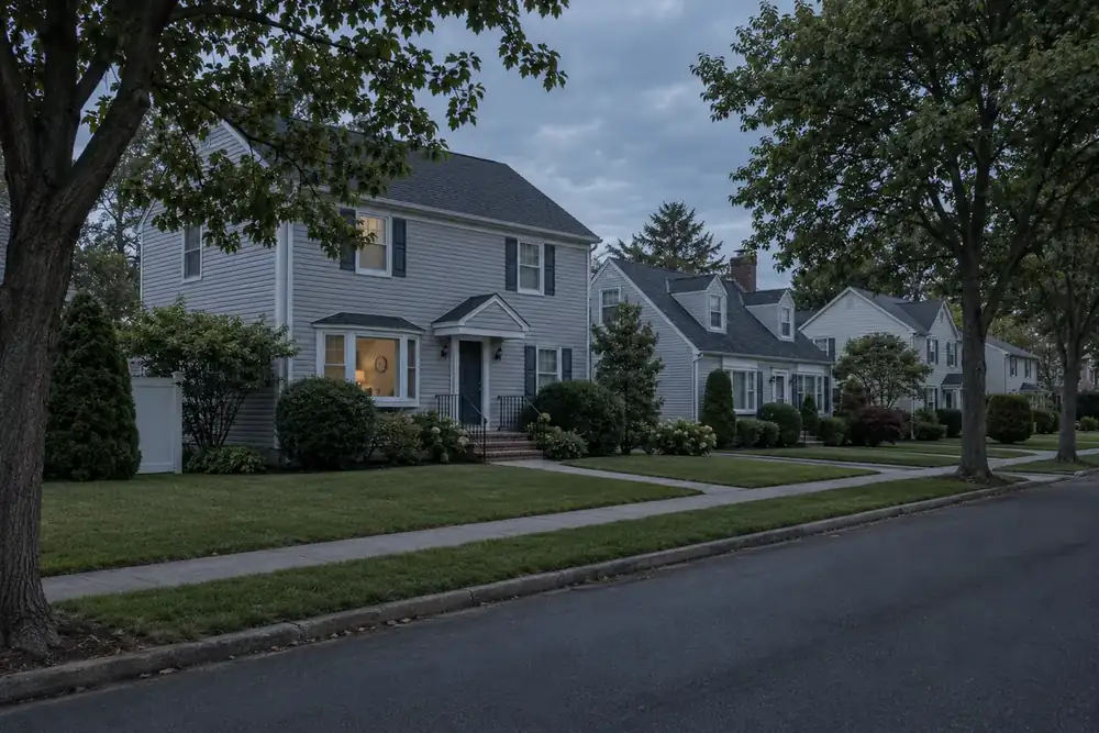 Illustration of a typical residential street in the Massapequa Park, NY area