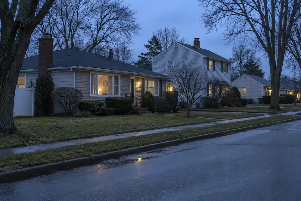 Illustration of a typical residential street in the North Bay Shore, NY area