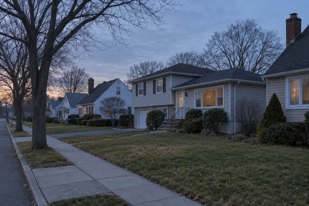 Illustration of a typical residential street in the Uniondale, NY area